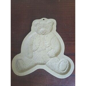 1984 Brown Bag Cookie Art Bear With Scarf And Vest Ceramic Cookie Mold Retired